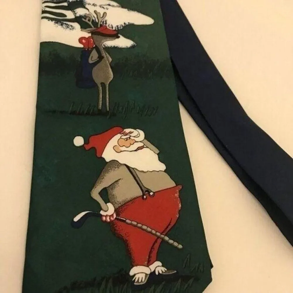 #3008 Santa Golf Necktie with deer Christmas 53 X 4